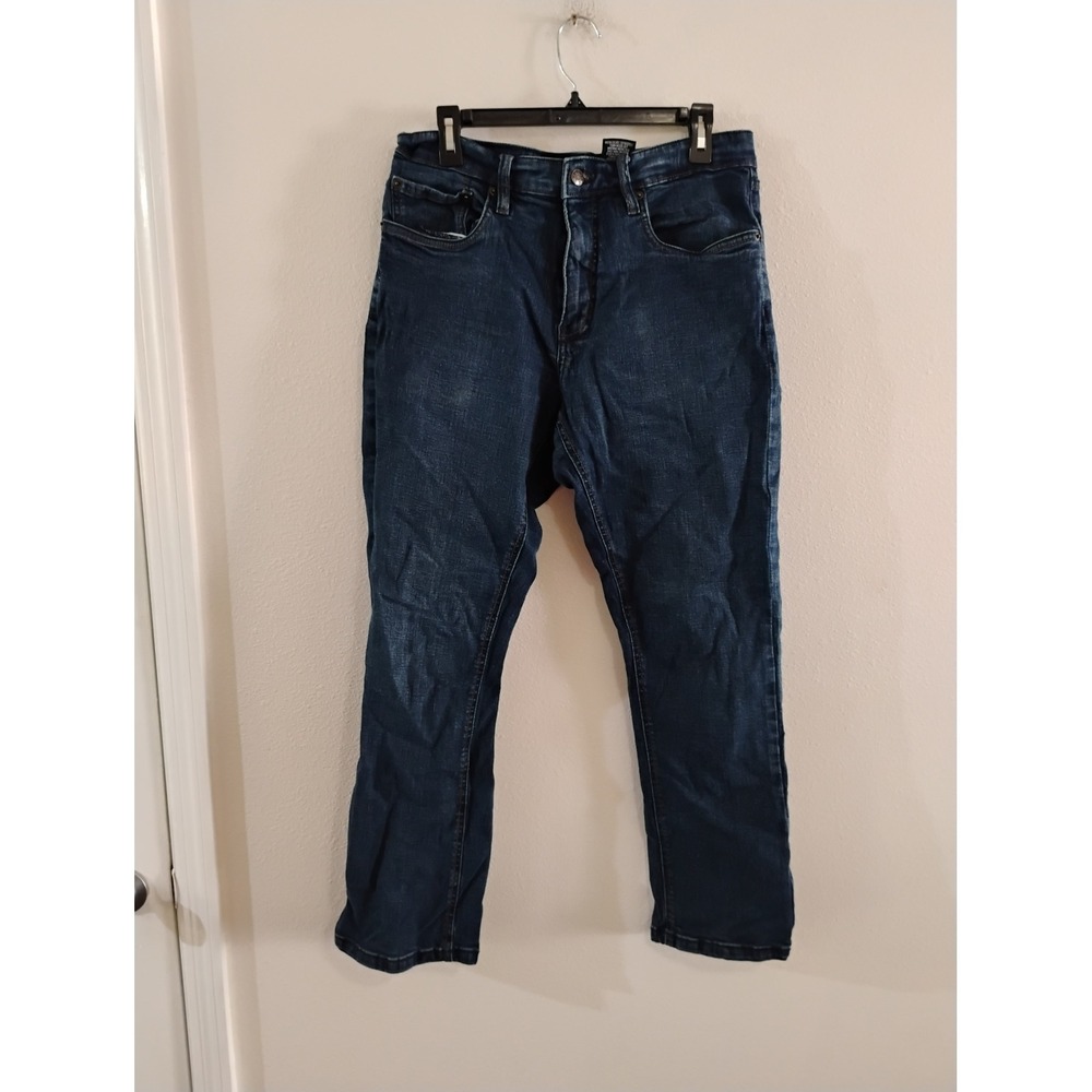 Urban Star Mens Dark Wash Relaxed Fit Straight Leg Jeans 34x30 Indigo Blue